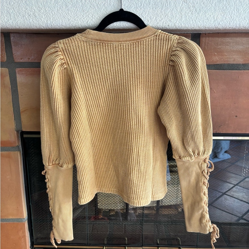 Free People vintage yellow thermal long sleeve: size XS 100% cotton - Picture 3 of 5